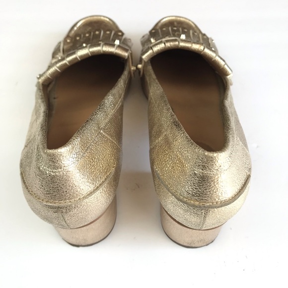 Franco Sarto Lauryn Gold Chunky Heel Loafers - Picture 3 of 8